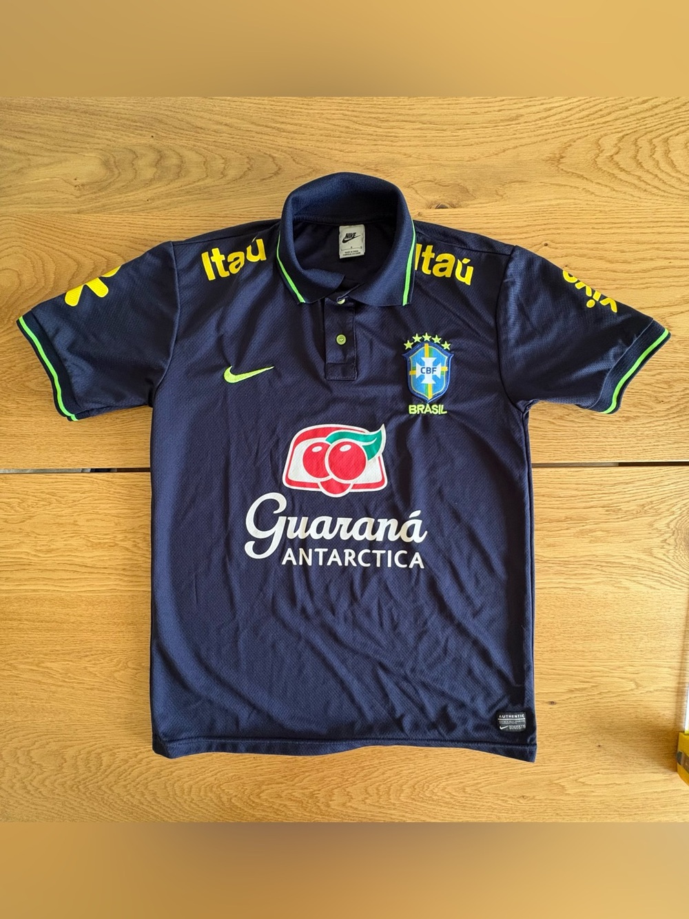 Nike Brazil National Team Soccer Training Polo Mens Large Navy Blue CBF Itaú